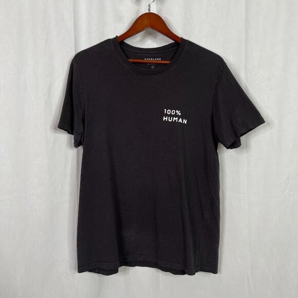 Everlane 100% Human Crew T-Shirt Black Size L - Picture 1 of 7